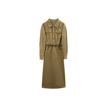 A Paradise For Awakening Long Sleeved Dress Women's Coffee