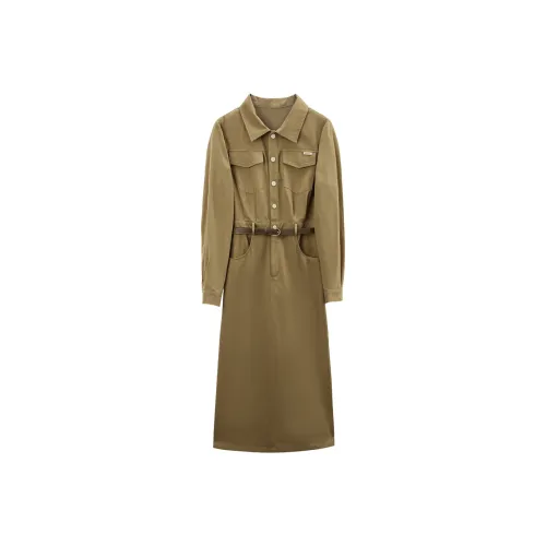 A Paradise For Awakening Long Sleeved Dress Women's Coffee