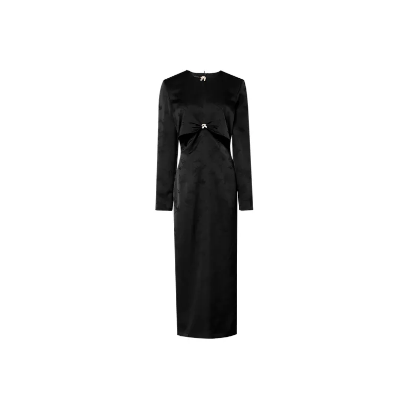 Duffy Fashion Long Sleeved Dresses Women's Black-0