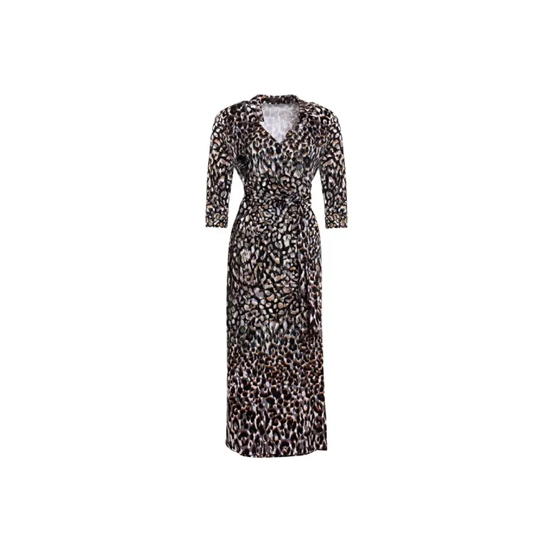 BESIONIA SS22 V-Neck Long-Sleeved Dress Women's Black Spots-0