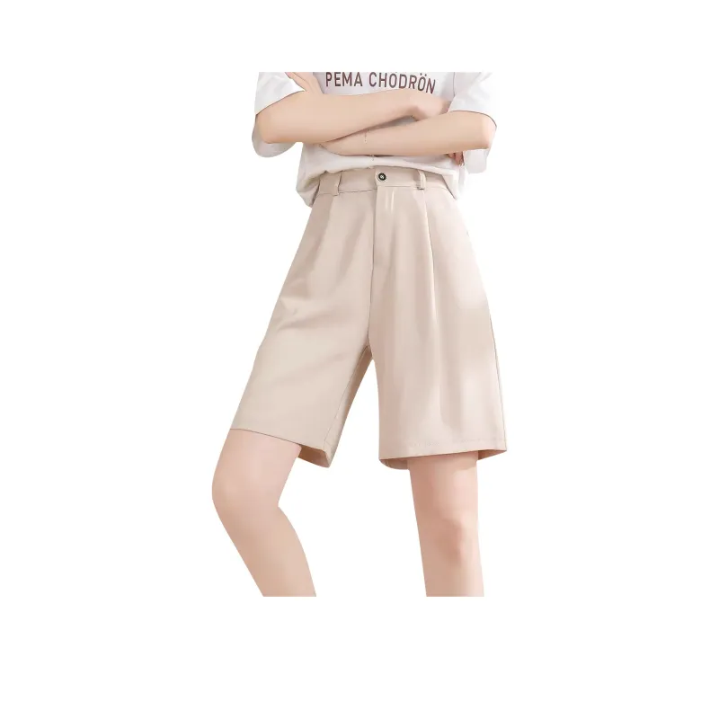 JEANSWEST Fashion Versatile Solid Color Basic Commute High Rise Cooling Comfortable Fitted Zip Closure Summer Women's-6