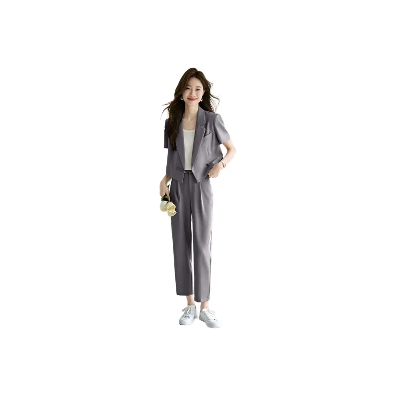 Mo Han Yi Mei SS24 Business Suit Women's Gray Blue-0