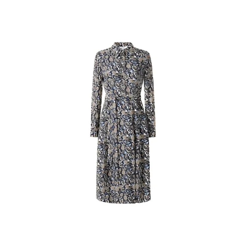JZ. ANNAKRO Long Sleeved Dress Women's Floral Dark Blue-0