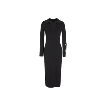 ARMANI EXCHANGE FW23 Half Open Collar Fitted Long Sleeved Dress Women's Black