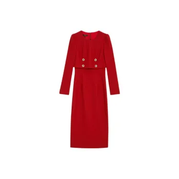 Yiner Long Sleeved Dress Women's China Red