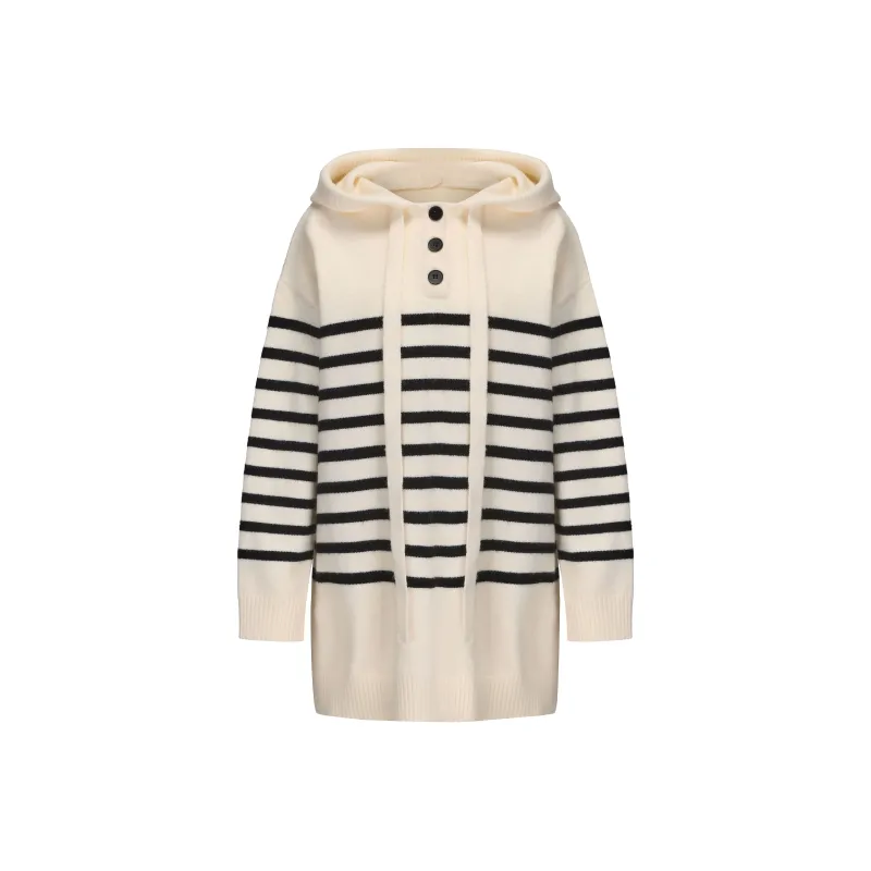 CHIWAWAMEME Long Sleeved Dresses Women's Beige & Black-0