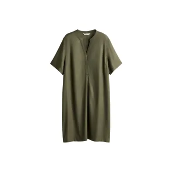 H&M Short Sleeved Dresses Women's Dark Khaki Green