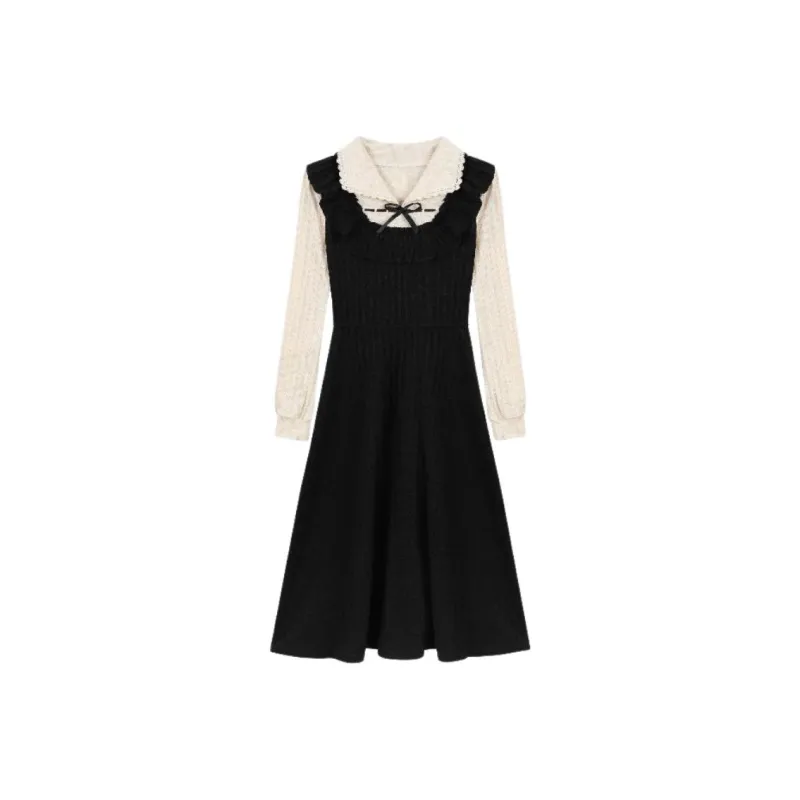 PAIN OR PLEASURE Long Sleeved Dress Women's Black-0