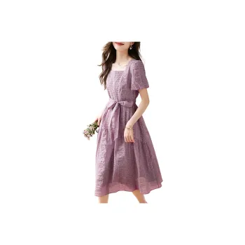 Mo Han Yi Mei Short Sleeved Dress Women's Purple
