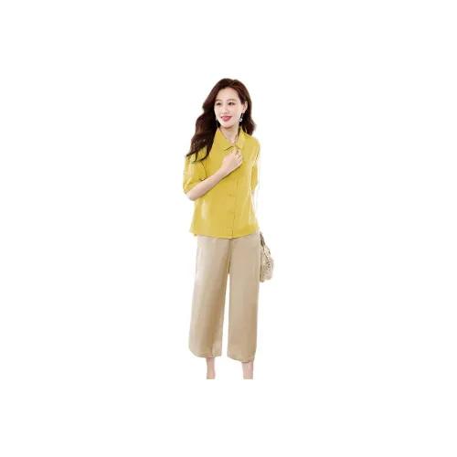 IVENI Casual Suit Women's Upper Yellow Lower Khaki