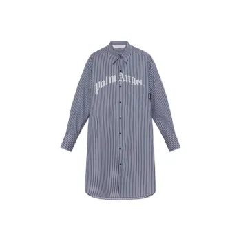 PALM ANGELS Logo Printed Striped Midi Dress