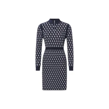 KARL LAGERFELD FW23 Long-Sleeved Dresses Women's Navy Blue