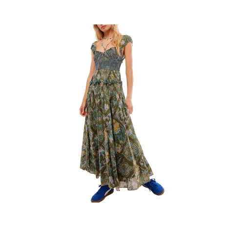 FREE PEOPLE Forever Favorite Maxi Dress Short-Sleeved Dresses Women's Army Combo/Army Green Combo