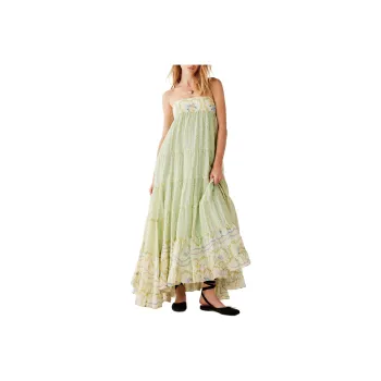 FREE PEOPLE Last Dance Printed Maxi Dress Sleeveless Dress Women's Green Combo/Green Combo