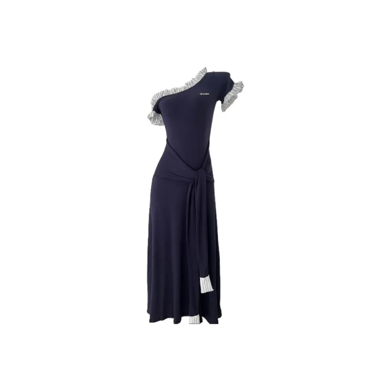 BEAUTIFUL CONFESSION Short Sleeved Dress Women's Navy Blue-0