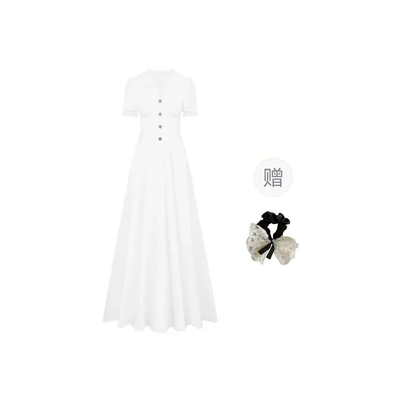 PAVEA Short Sleeved Dress Women's White-0
