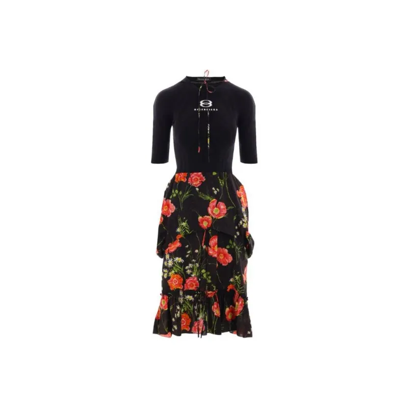 Balenciaga Floral print Half sleeves Midi Dress-0