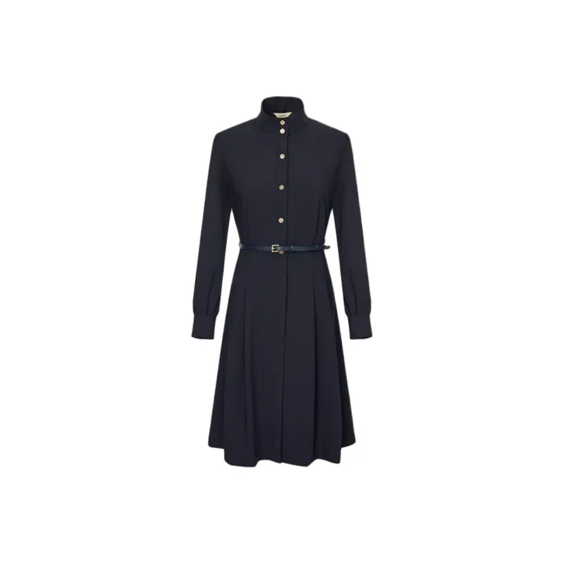 HAZZYS Long Sleeved Dress Women's Navy Blue-0