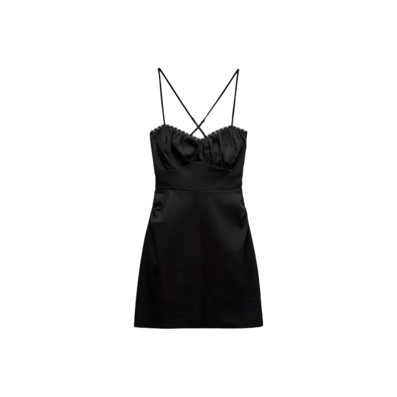 ZARA Slip Dresses Women's Black-0
