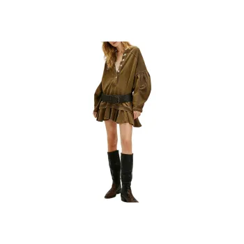 FREE PEOPLE Zander Mini Dress Long-Sleeved Dresses Women's Seaweed Green