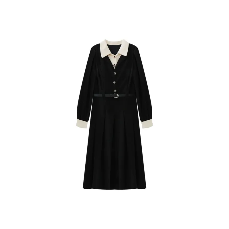 JOLLIGHT Long-Sleeved Dresses Women's Black-0