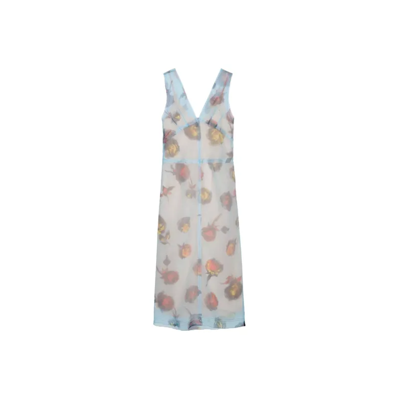 ZARA Sleeveless Dress Women's Aqua Blue-0