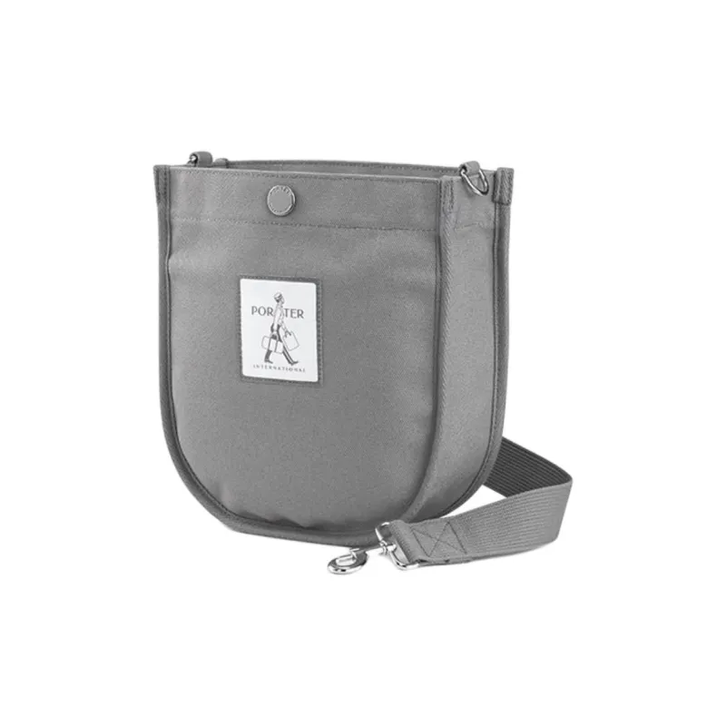 PORTER Plain Weave Canvas Crossbody Canvas Bag Shoulder Bags Unisex Gray-1