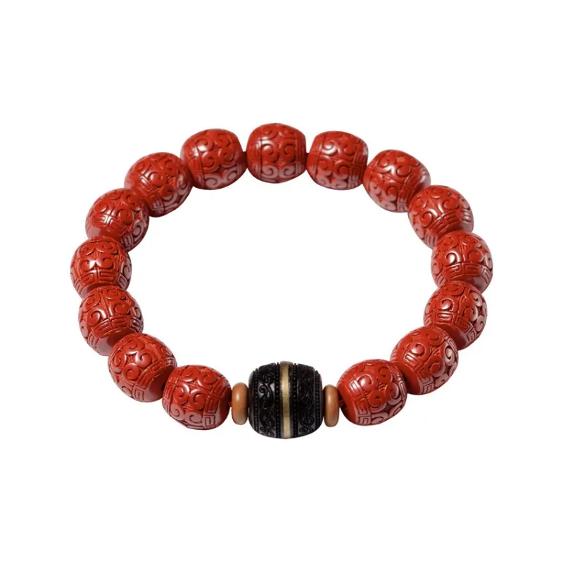 WUMZK Reconstructed Cinnabar Bracelets Unisex-0