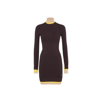 FENDI Logo Embroidered High Neck Knitted Dress