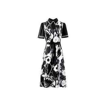 Yi Mengyuan Lace Up Silk Short Sleeved Dress Women's