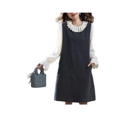 DOSOHEB Long Sleeved Dresses Women's Gray