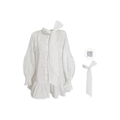 CPAURA Long Sleeved Dresses Women's White