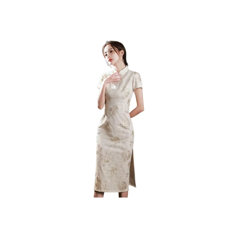 / Short Sleeved Dresses Women's White-0