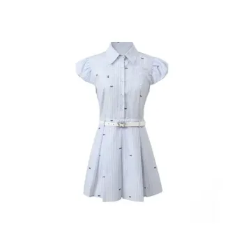Lookinto Short Sleeved Dress Women's Blue Stripes Color