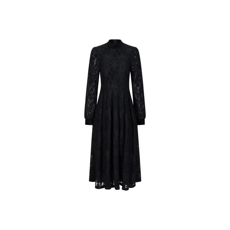 JZ. ANNAKRO Long Sleeved Dresses Women's Plain Black-0