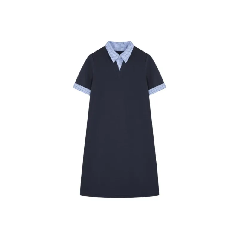 IHIMI Short Sleeved Dress Women's Navy Blue-0