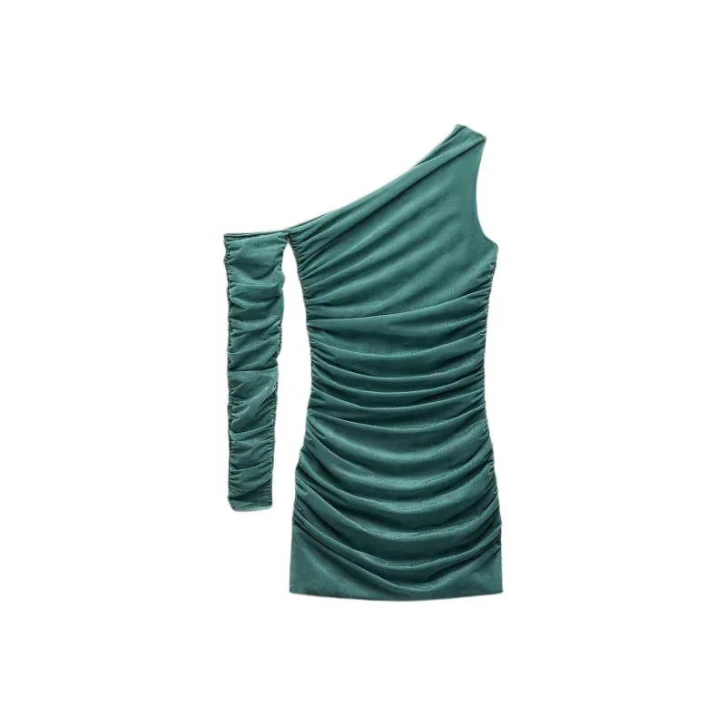 ZARA Sleeveless Dress Women's Green Blue-0