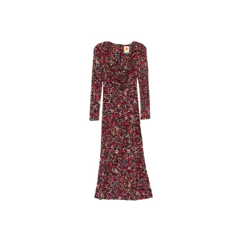 Farm Rio Long Sleeve Knot Midi Dress