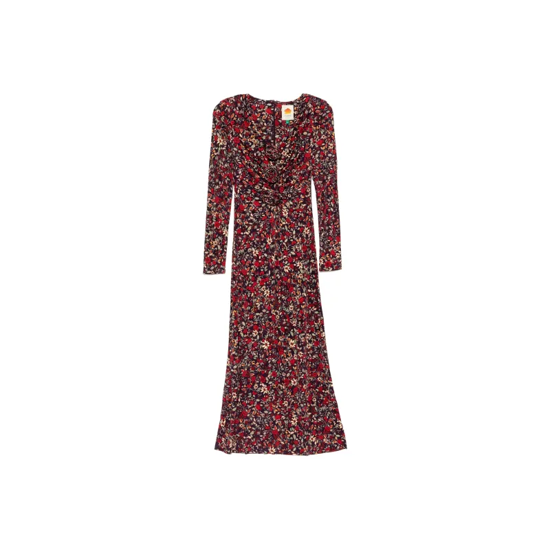 Farm Rio Long Sleeve Knot Midi Dress-0