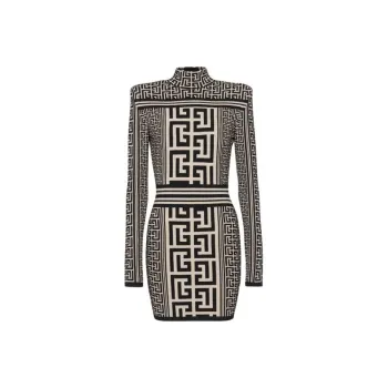 BALMAIN Monogram Knitted Mini Dress