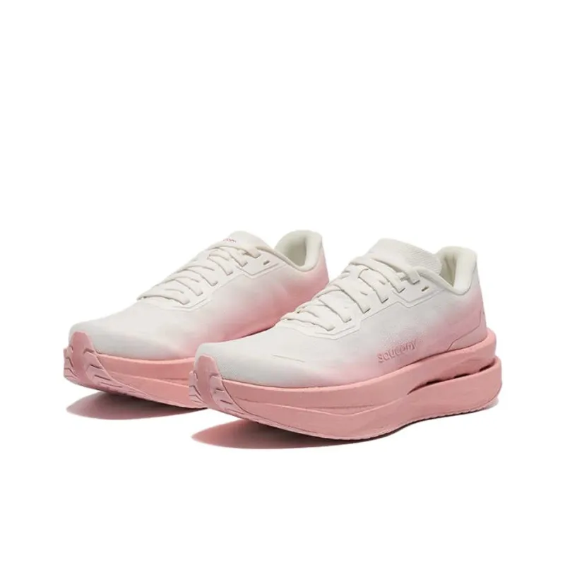 Saucony Cushioning, Wear Resistant Low Top Running Shoes Women's White Pink-2