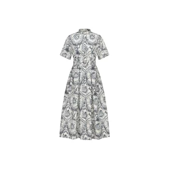 DIOR Mid-Length Shirt Dress Short-Sleeved Dresses Women's Navy