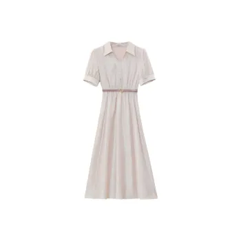 PLANE DRIFT Short Sleeved Dress Women's Light Pink Belt