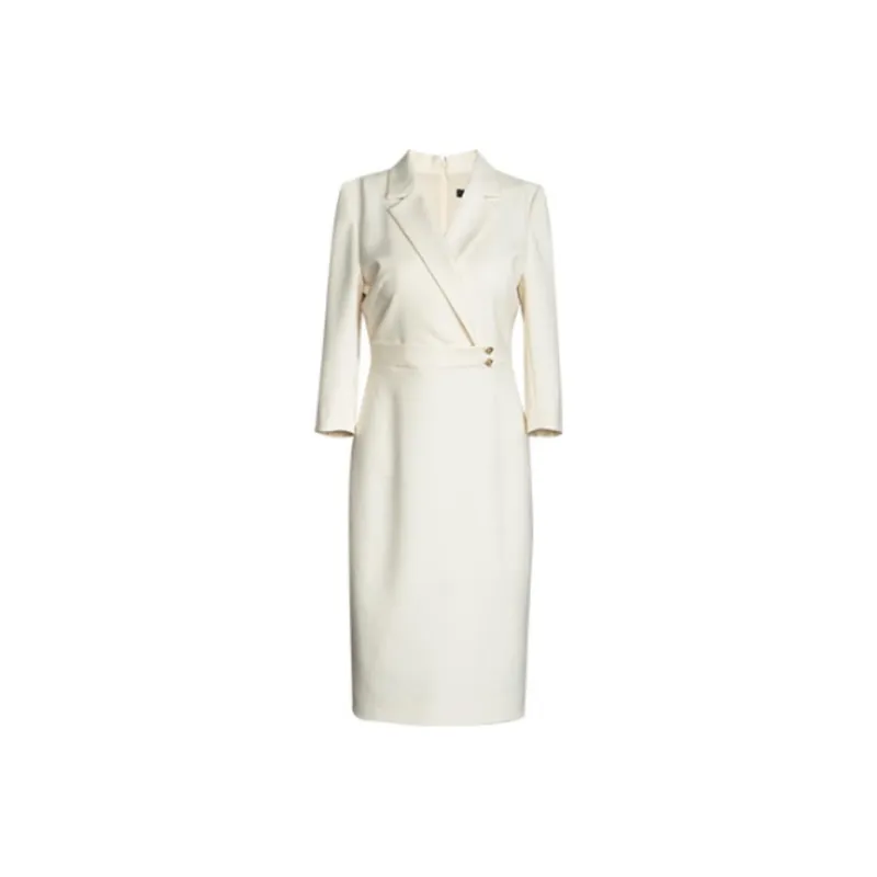 ROEYSHOUSE Long Sleeved Dress Women's Beige Apricot-0
