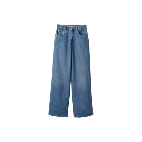 MIU holder miu Logo embroidered Wide leg Jeans