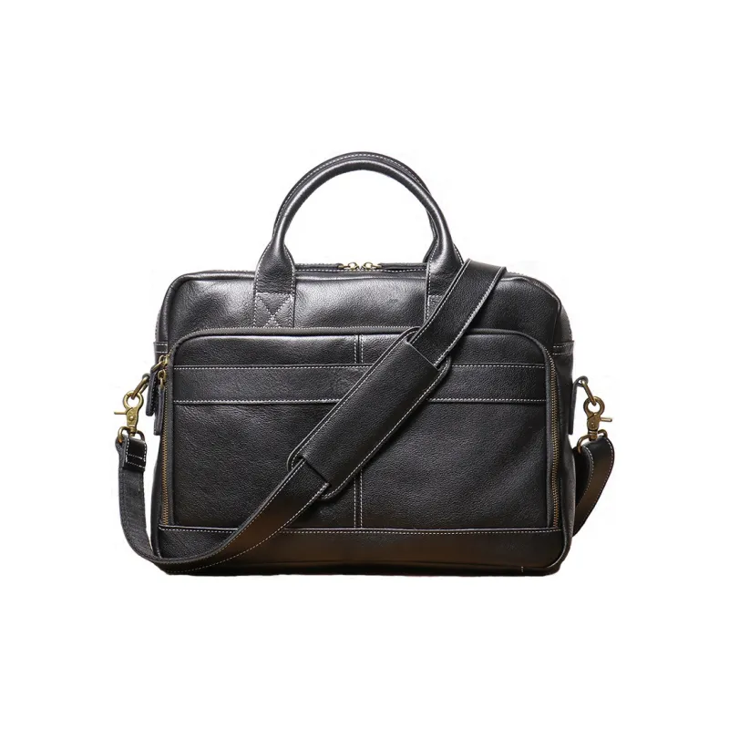 DOSRFINI Top Grain Cow Leather Briefcase Men's Multicolor-6