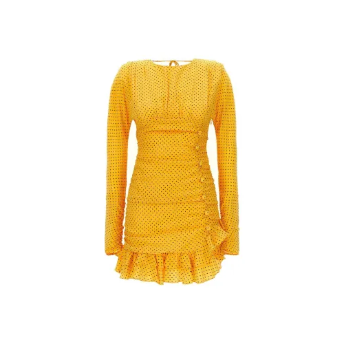 Alessandra Rich Polka-Dot Open-Back Ruched Mini Dress