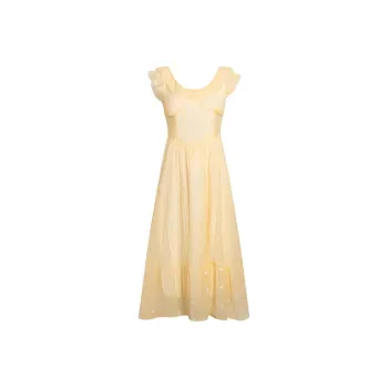 Mu Xiao Xin Short Sleeved Dress Women's Yellow