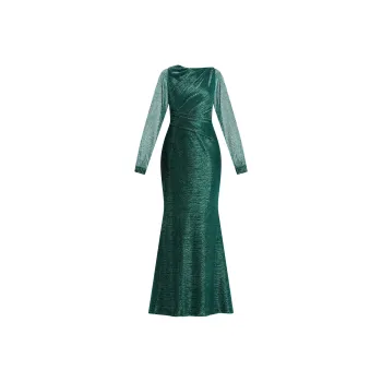 Talbot Runhof Metallic Sheen Maxi Dress