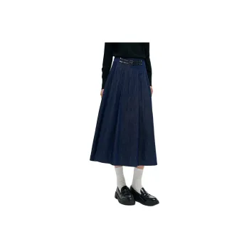 GOELIA Denim Long Skirt Women's Dark Blue